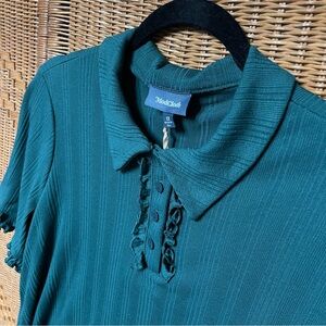 ModCloth Knit Ruffle Sleeve Polo Top Size 1X NEW
